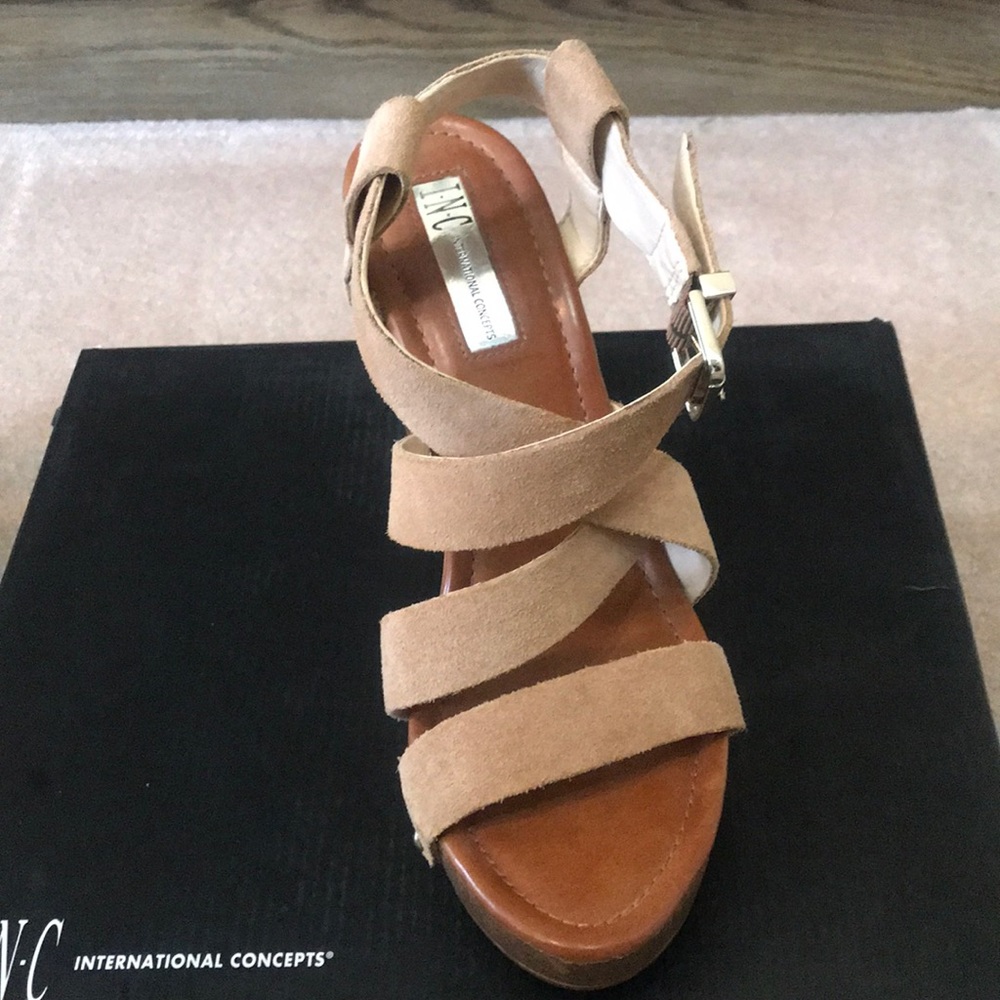 Inc Camirasable Tan Platform Open Toe Sandals - image 7